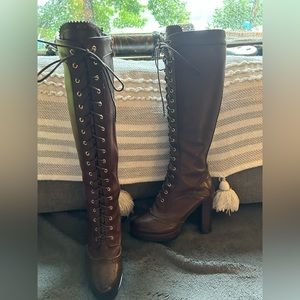 lace-up knee high boots